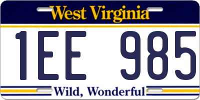 WV license plate 1EE985