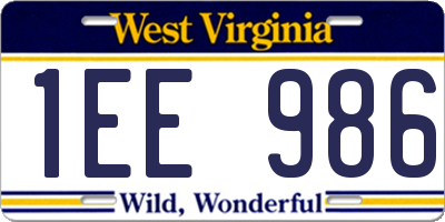WV license plate 1EE986