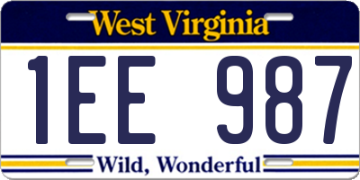 WV license plate 1EE987