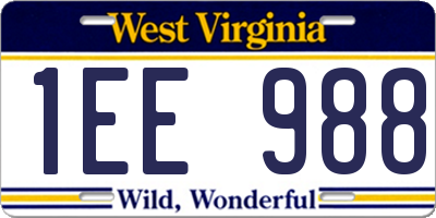 WV license plate 1EE988