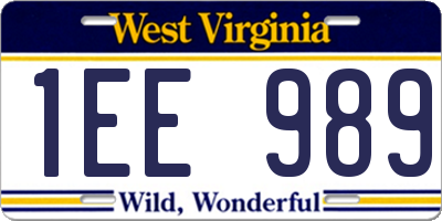 WV license plate 1EE989