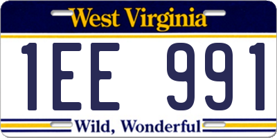 WV license plate 1EE991