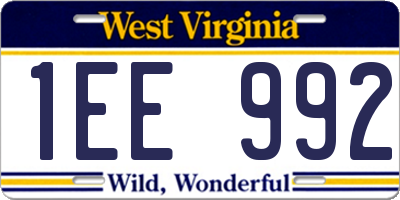 WV license plate 1EE992