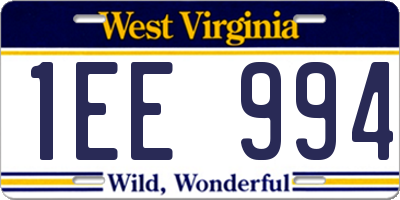 WV license plate 1EE994