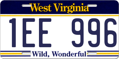 WV license plate 1EE996