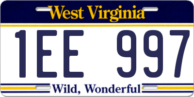 WV license plate 1EE997