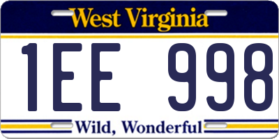 WV license plate 1EE998