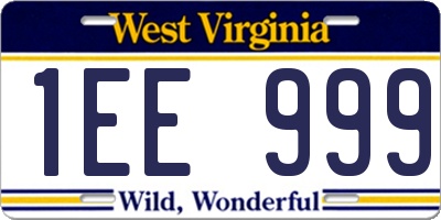 WV license plate 1EE999