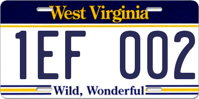 WV license plate 1EF002