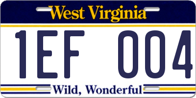 WV license plate 1EF004