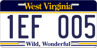 WV license plate 1EF005