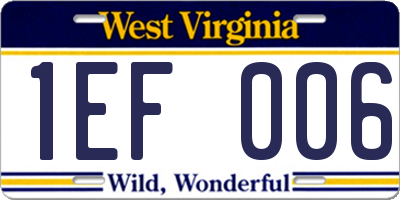 WV license plate 1EF006