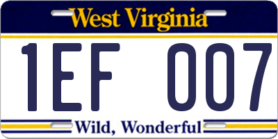 WV license plate 1EF007