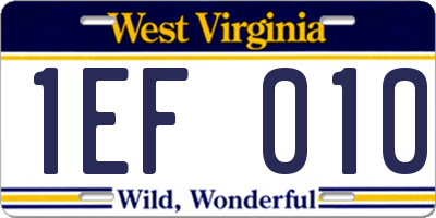 WV license plate 1EF010