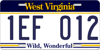 WV license plate 1EF012