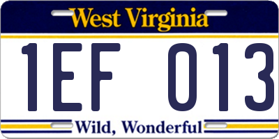 WV license plate 1EF013