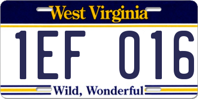 WV license plate 1EF016