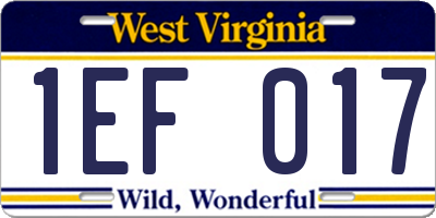 WV license plate 1EF017