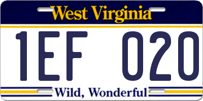 WV license plate 1EF020