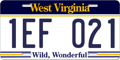 WV license plate 1EF021