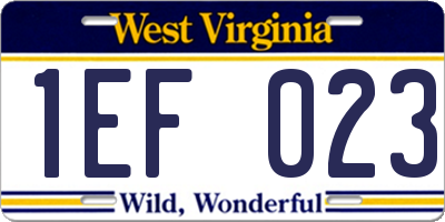 WV license plate 1EF023