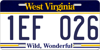 WV license plate 1EF026
