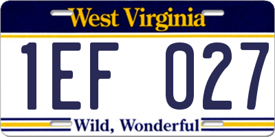 WV license plate 1EF027
