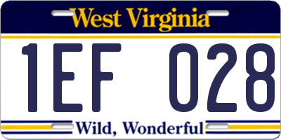WV license plate 1EF028