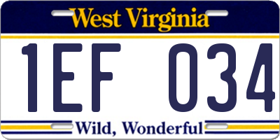 WV license plate 1EF034