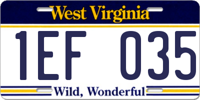 WV license plate 1EF035