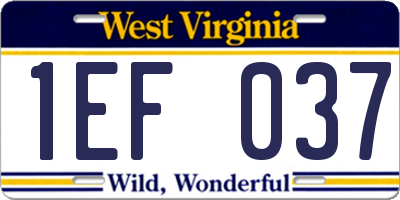 WV license plate 1EF037