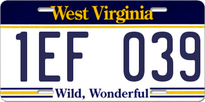 WV license plate 1EF039