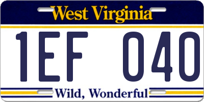 WV license plate 1EF040