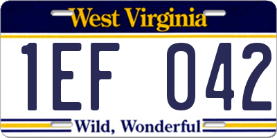 WV license plate 1EF042