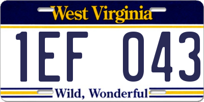 WV license plate 1EF043