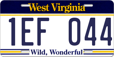 WV license plate 1EF044