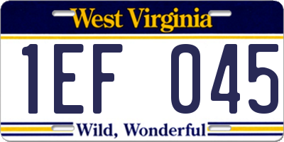WV license plate 1EF045