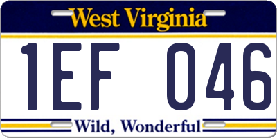 WV license plate 1EF046