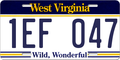 WV license plate 1EF047