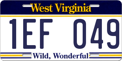 WV license plate 1EF049