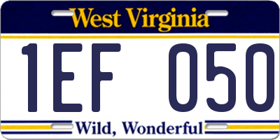 WV license plate 1EF050