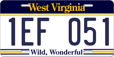 WV license plate 1EF051