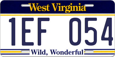WV license plate 1EF054