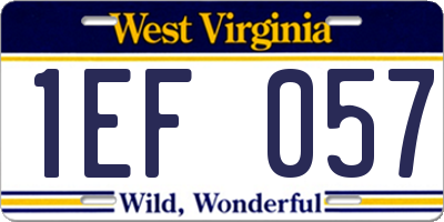 WV license plate 1EF057