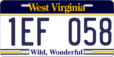 WV license plate 1EF058