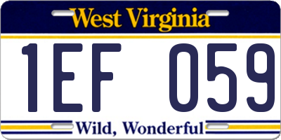 WV license plate 1EF059