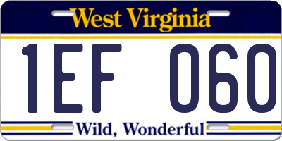 WV license plate 1EF060