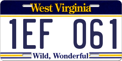 WV license plate 1EF061