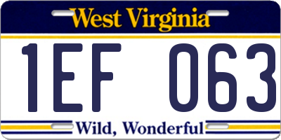 WV license plate 1EF063