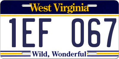 WV license plate 1EF067